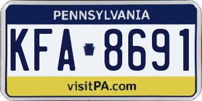 PA license plate KFA8691