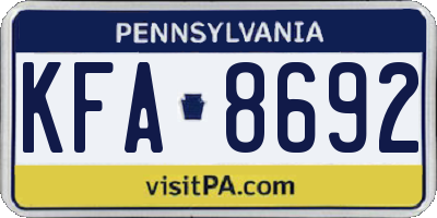 PA license plate KFA8692