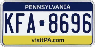 PA license plate KFA8696