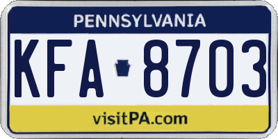 PA license plate KFA8703