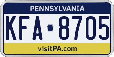 PA license plate KFA8705