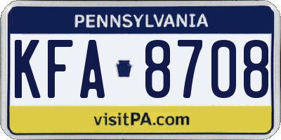 PA license plate KFA8708
