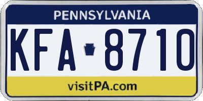 PA license plate KFA8710