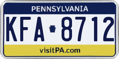 PA license plate KFA8712