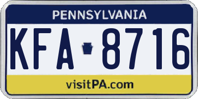 PA license plate KFA8716