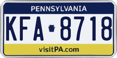 PA license plate KFA8718