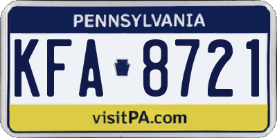 PA license plate KFA8721