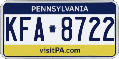 PA license plate KFA8722