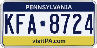 PA license plate KFA8724