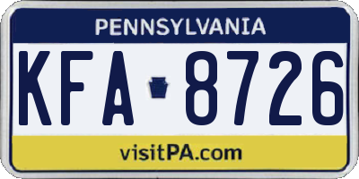 PA license plate KFA8726