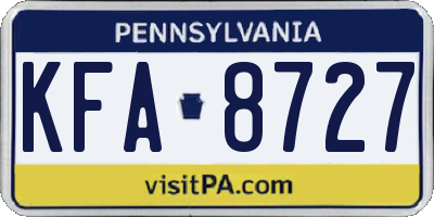 PA license plate KFA8727