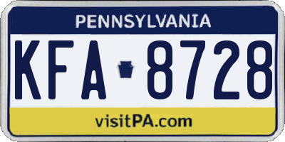 PA license plate KFA8728