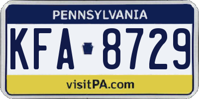 PA license plate KFA8729