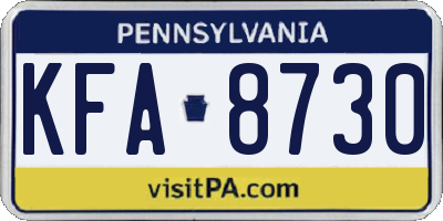 PA license plate KFA8730
