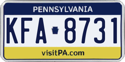 PA license plate KFA8731