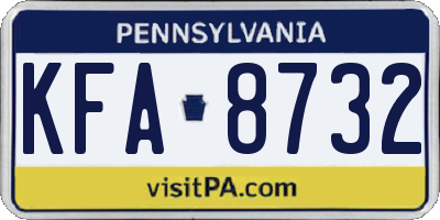 PA license plate KFA8732
