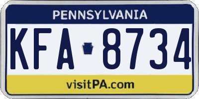 PA license plate KFA8734