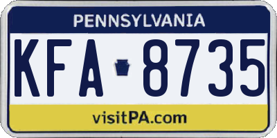 PA license plate KFA8735