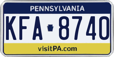 PA license plate KFA8740