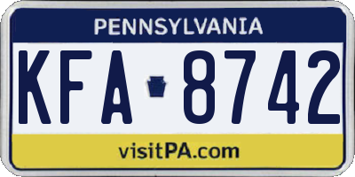 PA license plate KFA8742