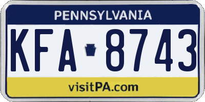 PA license plate KFA8743