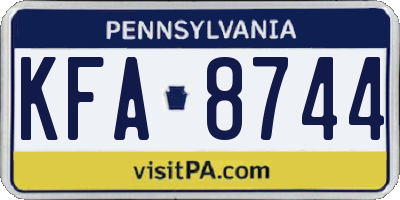 PA license plate KFA8744