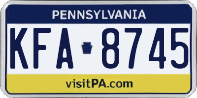 PA license plate KFA8745