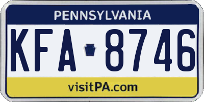 PA license plate KFA8746