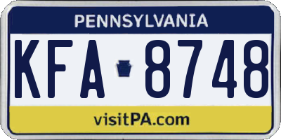 PA license plate KFA8748