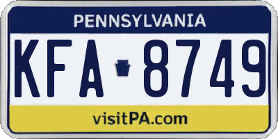 PA license plate KFA8749