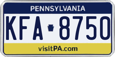 PA license plate KFA8750