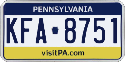 PA license plate KFA8751