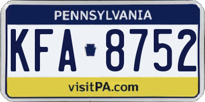 PA license plate KFA8752