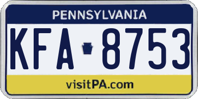 PA license plate KFA8753