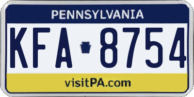 PA license plate KFA8754