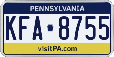 PA license plate KFA8755