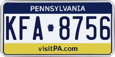 PA license plate KFA8756