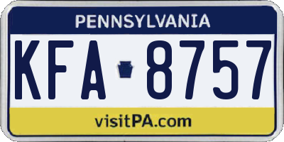 PA license plate KFA8757