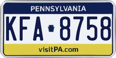 PA license plate KFA8758