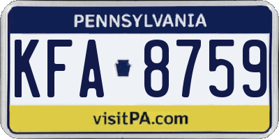 PA license plate KFA8759