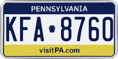 PA license plate KFA8760
