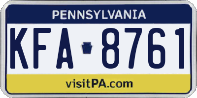 PA license plate KFA8761