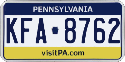 PA license plate KFA8762