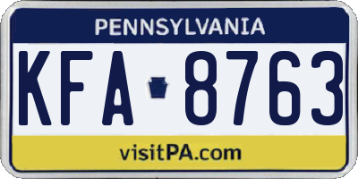 PA license plate KFA8763