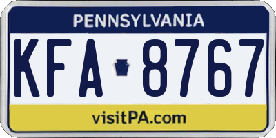 PA license plate KFA8767