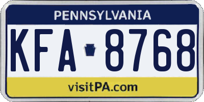PA license plate KFA8768