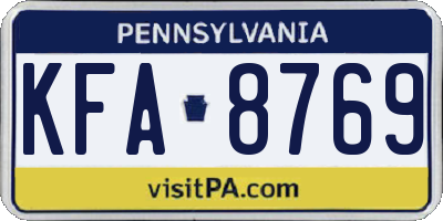 PA license plate KFA8769
