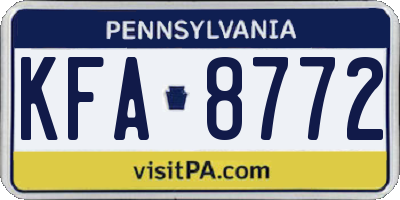 PA license plate KFA8772