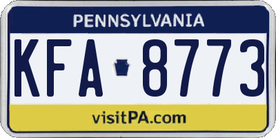 PA license plate KFA8773