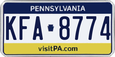 PA license plate KFA8774